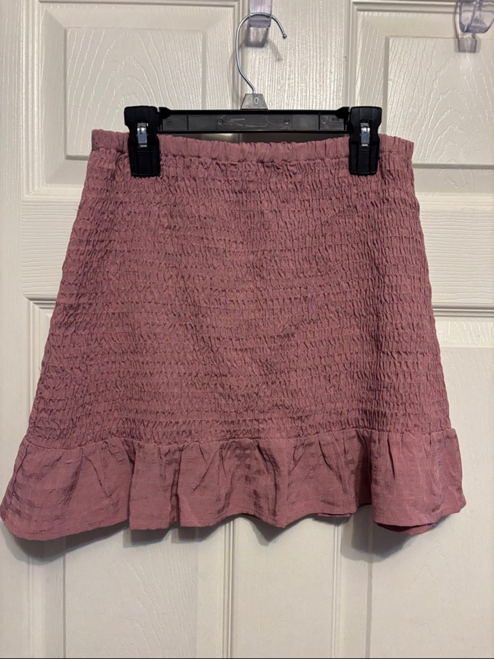 Smocked Ruffle Hem Mini Skirt - Dusty Rose